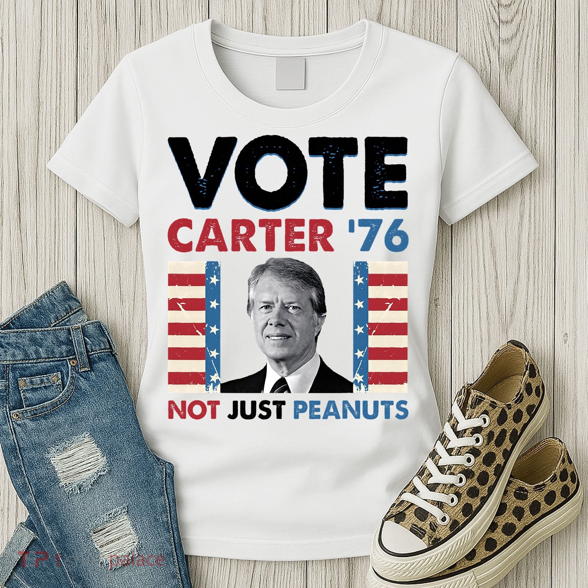 Jimmy Carter Vote Carter '76 Not Just Peanuts Women's T-Shirt