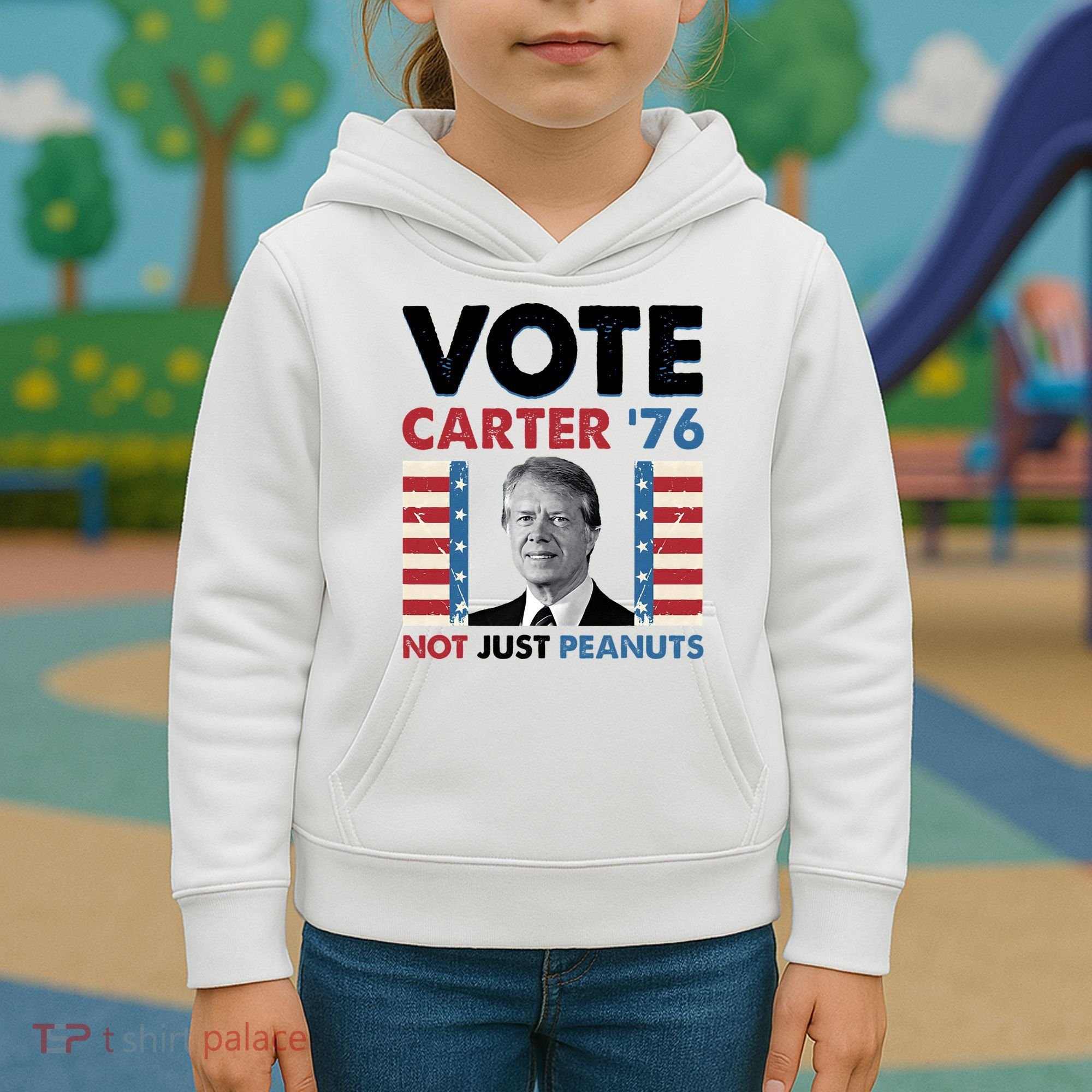 Jimmy Carter Vote Carter '76 Not Just Peanuts Kids Hoodie