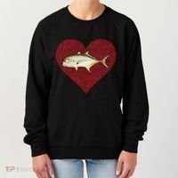 Jack Crevalle Valentines Day Fish Love Fingerprint Gift Women's Sweatshirt thumb 0