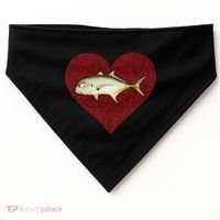 Jack Crevalle Valentines Day Fish Love Fingerprint Gift USA-Made Doggie Bandana thumb 0