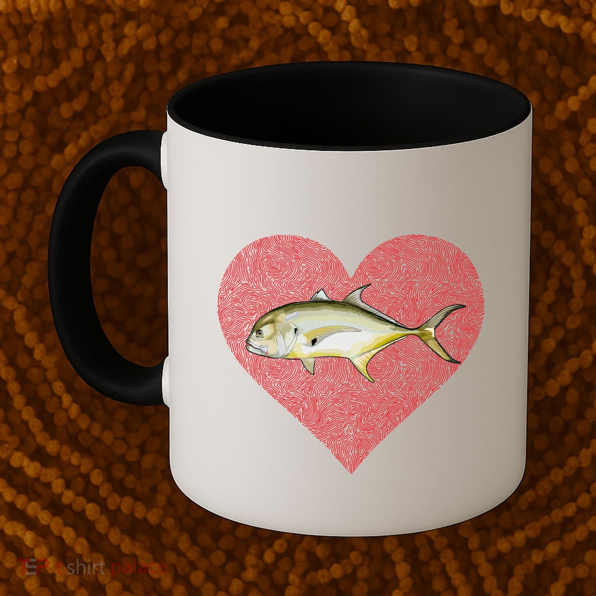 Jack Crevalle Valentines Day Fish Love Fingerprint Gift Coffee Mug