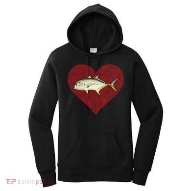 Jack Crevalle Valentines Day Fish Love Fingerprint Gift Women's Hoodie