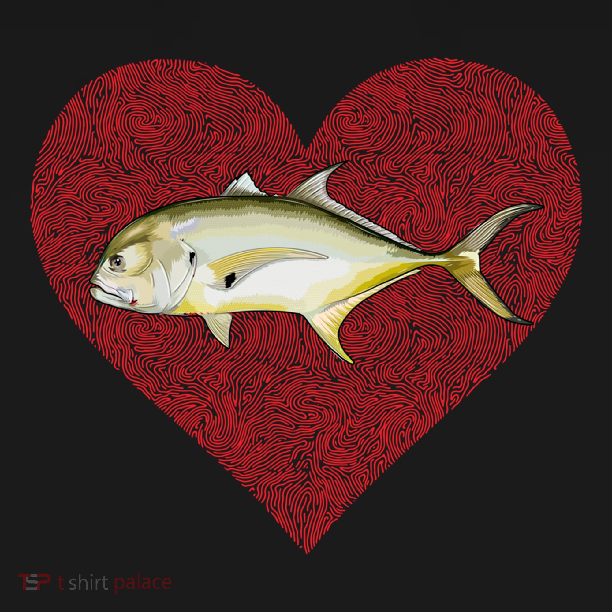 Jack Crevalle Valentines Day Fish Love Fingerprint Gift Women's Hoodie