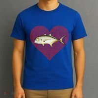 Jack Crevalle Valentines Day Fish Love Fingerprint Gift T-Shirt thumb 3