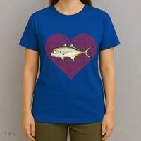 Jack Crevalle Valentines Day Fish Love Fingerprint Gift T-Shirt thumb 4