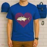 Jack Crevalle Valentines Day Fish Love Fingerprint Gift T-Shirt thumb 6