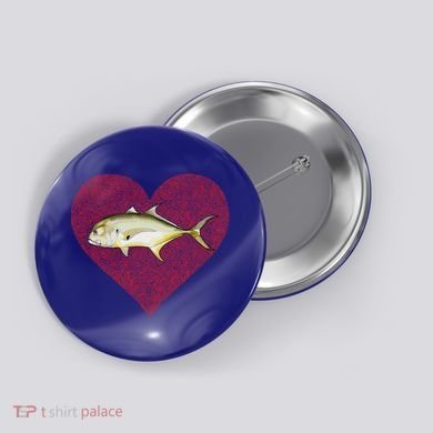 Jack Crevalle Valentines Day Fish Love Fingerprint Gift Button