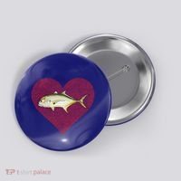 Jack Crevalle Valentines Day Fish Love Fingerprint Gift Button thumb 0