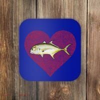 Jack Crevalle Valentines Day Fish Love Fingerprint Gift Coaster thumb 0