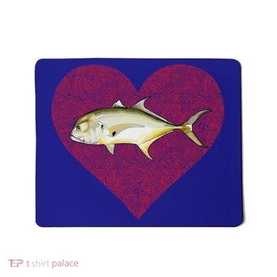 Jack Crevalle Valentines Day Fish Love Fingerprint Gift Mousepad