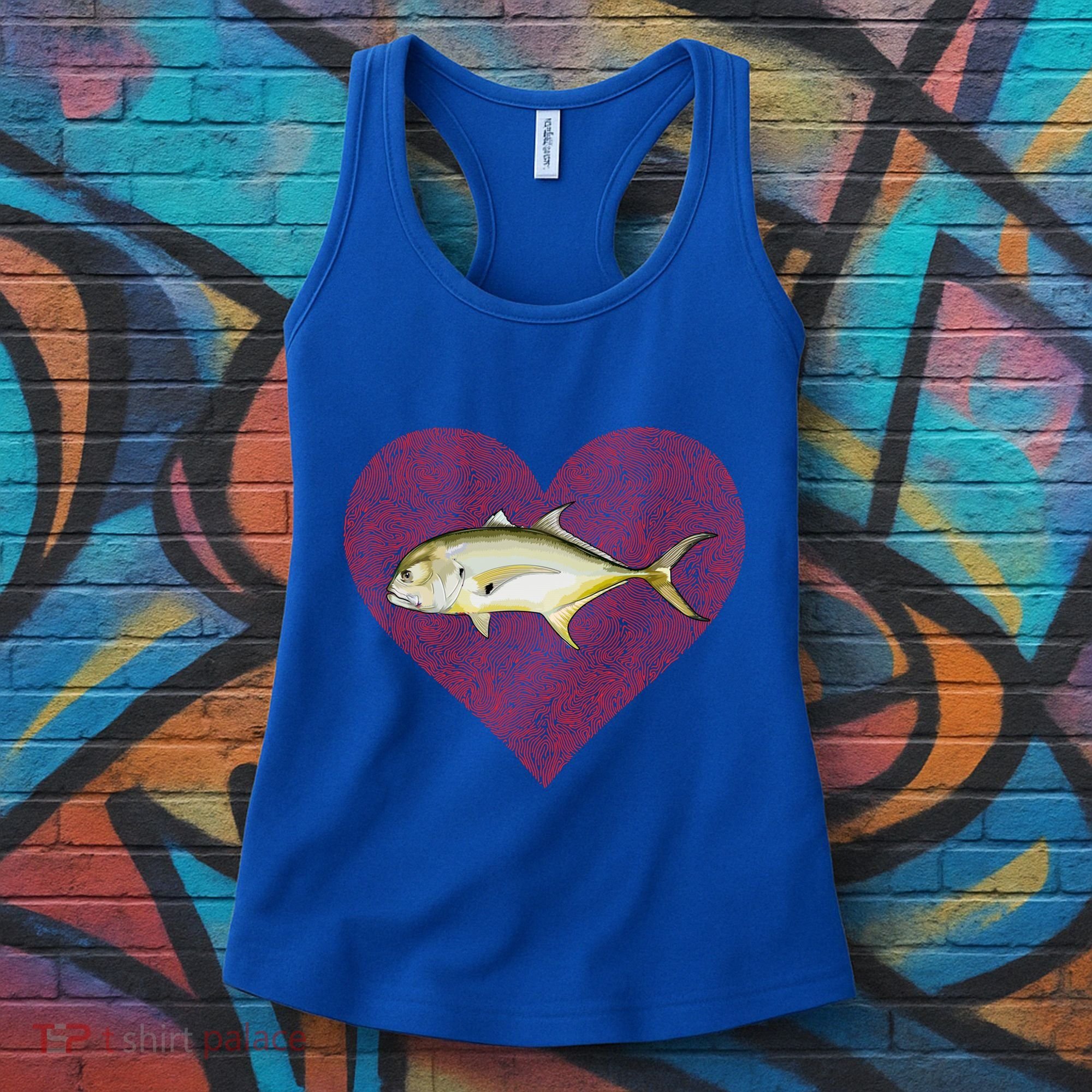 Jack Crevalle Valentines Day Fish Love Fingerprint Gift Women's Tank Top