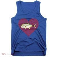 Jack Crevalle Valentines Day Fish Love Fingerprint Gift Tank Top thumb 0