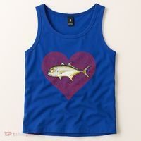 Jack Crevalle Valentines Day Fish Love Fingerprint Gift Tank Top thumb 2