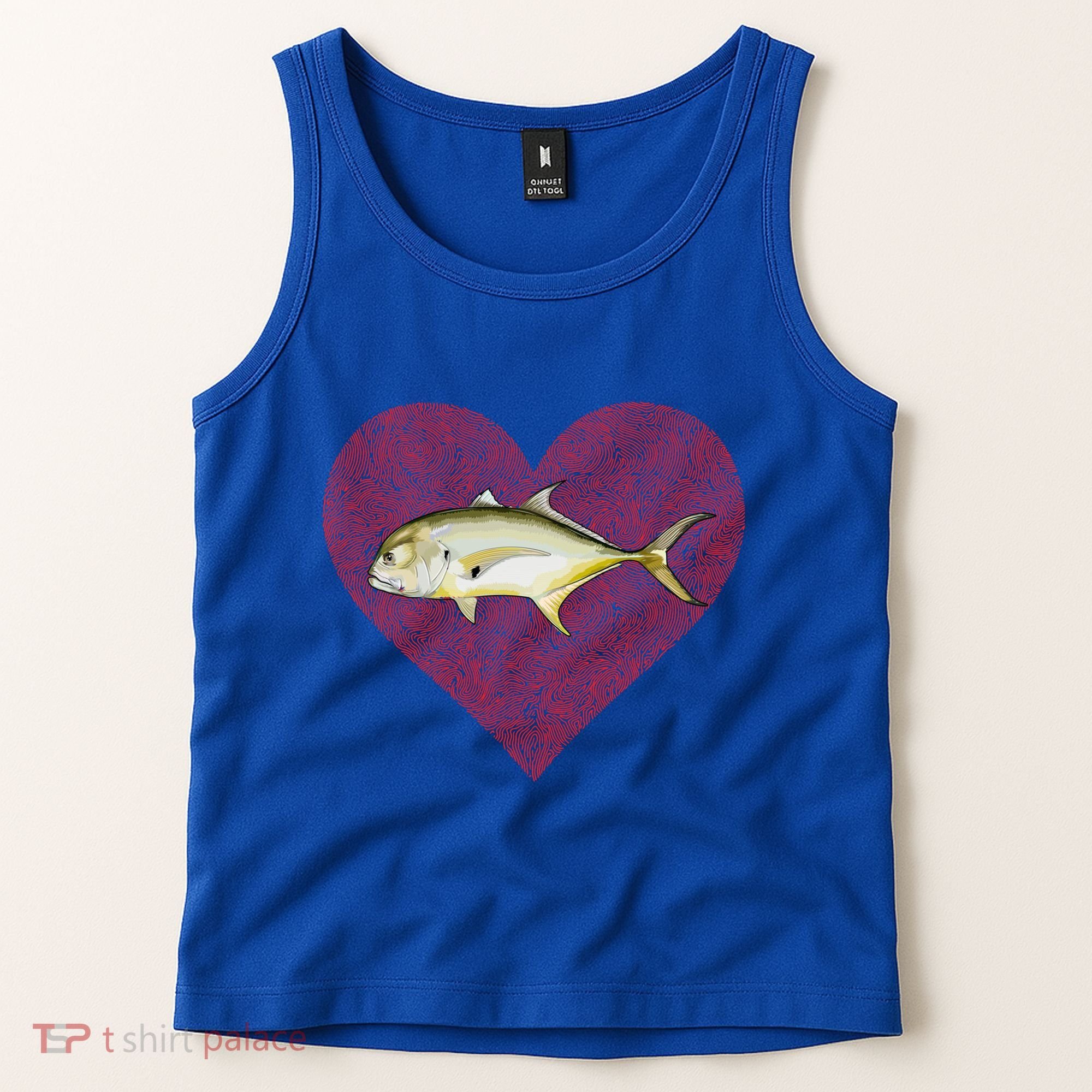 Jack Crevalle Valentines Day Fish Love Fingerprint Gift Tank Top