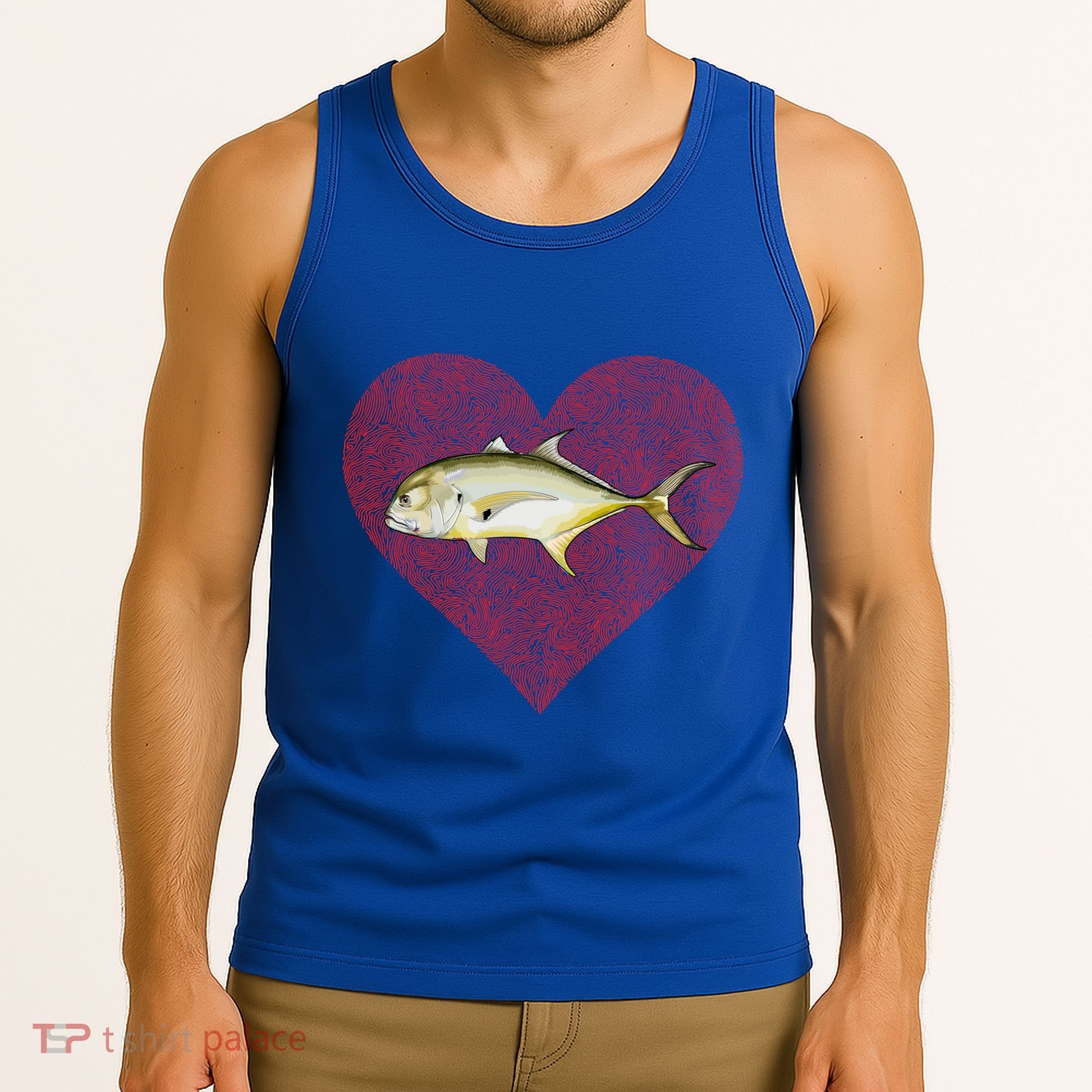 Jack Crevalle Valentines Day Fish Love Fingerprint Gift Tank Top