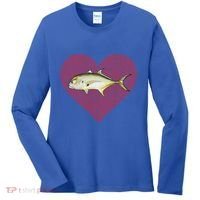 Jack Crevalle Valentines Day Fish Love Fingerprint Gift Women's Long Sleeve Shirt thumb 0