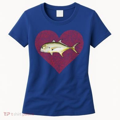 Jack Crevalle Valentines Day Fish Love Fingerprint Gift Women's T-Shirt