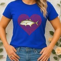 Jack Crevalle Valentines Day Fish Love Fingerprint Gift Women's T-Shirt thumb 2