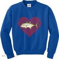 Jack Crevalle Valentines Day Fish Love Fingerprint Gift Kids Sweatshirt thumb 0