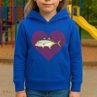 Jack Crevalle Valentines Day Fish Love Fingerprint Gift Kids Hoodie thumb 3