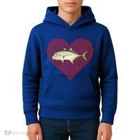 Jack Crevalle Valentines Day Fish Love Fingerprint Gift Kids Hoodie thumb 4