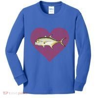 Jack Crevalle Valentines Day Fish Love Fingerprint Gift Kids Long Sleeve Shirt thumb 0
