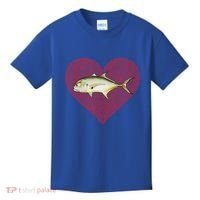 Jack Crevalle Valentines Day Fish Love Fingerprint Gift Kids T-Shirt thumb 0