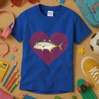 Jack Crevalle Valentines Day Fish Love Fingerprint Gift Kids T-Shirt thumb 3