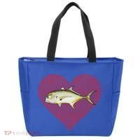 Jack Crevalle Valentines Day Fish Love Fingerprint Gift Tote Bag thumb 0