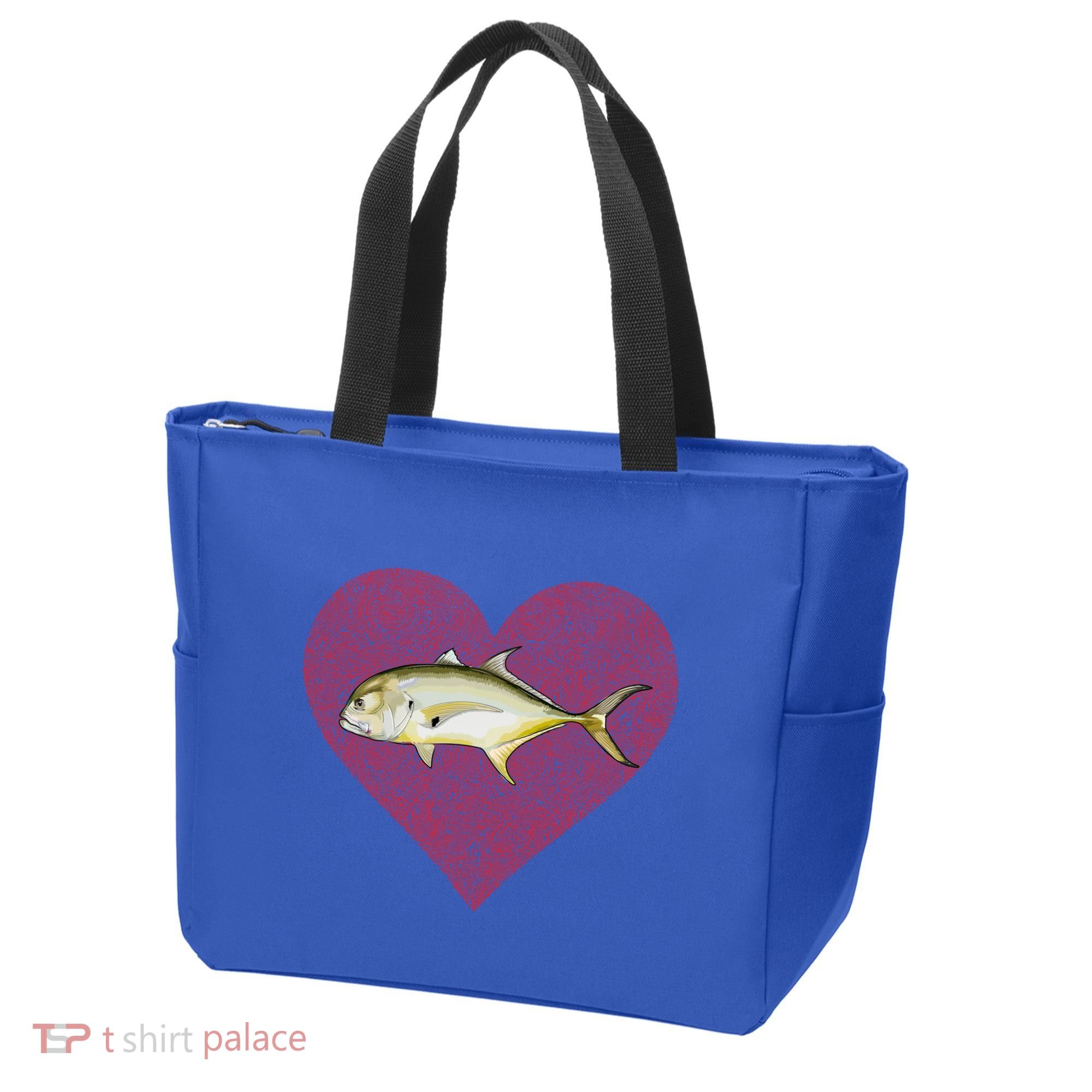 Jack Crevalle Valentines Day Fish Love Fingerprint Gift Tote Bag