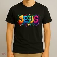 Jesus Colorful Vibrant Splash T-Shirt thumb 3