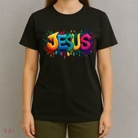 Jesus Colorful Vibrant Splash T-Shirt thumb 4