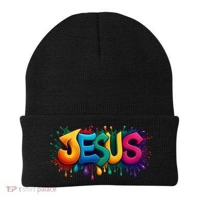 Jesus Colorful Vibrant Splash Beanie