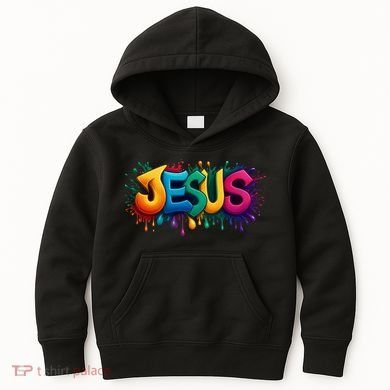 Jesus Colorful Vibrant Splash Kids Hoodie