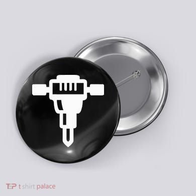 Jackhammer Construction Worker Button