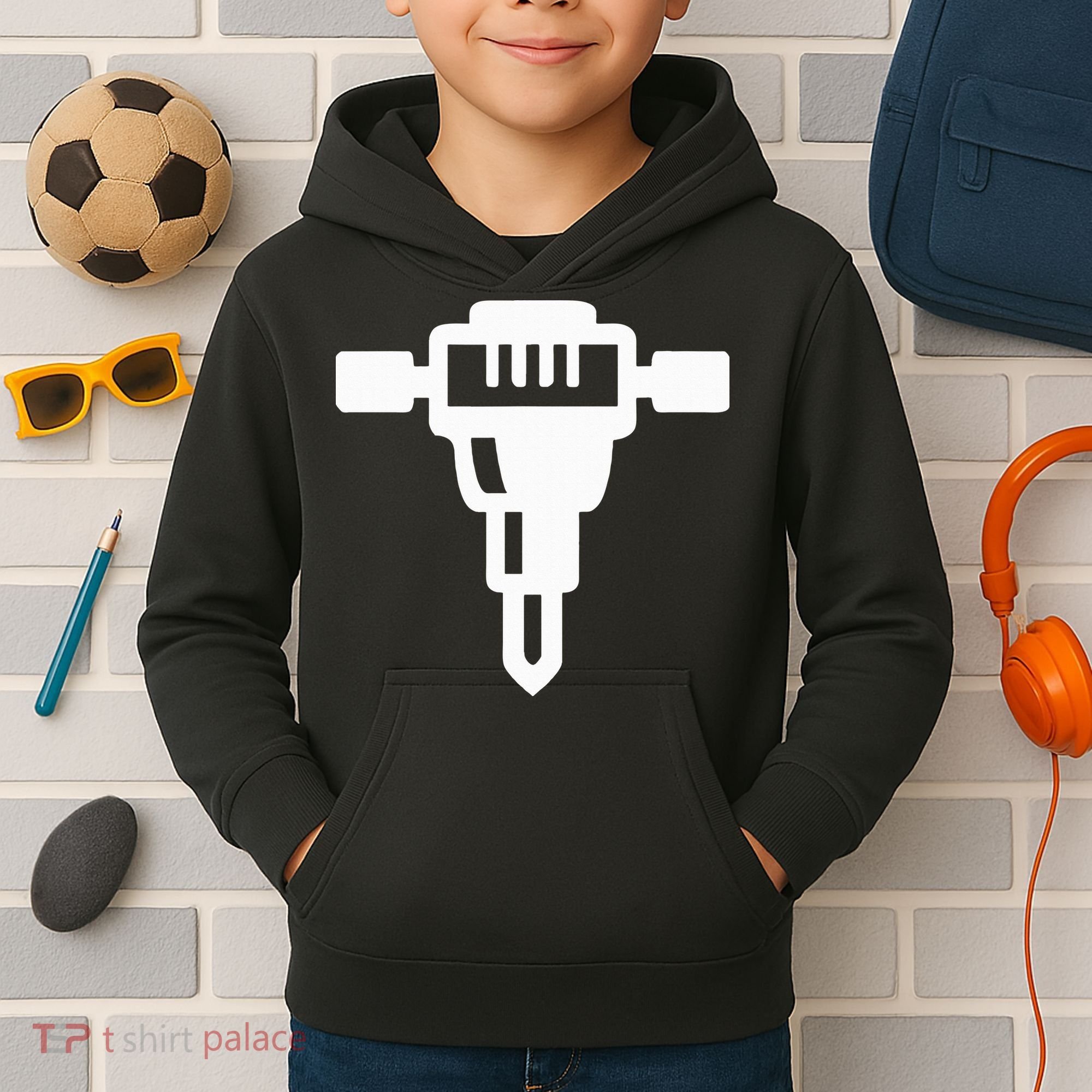 Jackhammer Construction Worker Kids Hoodie