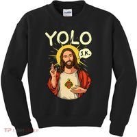 Jesus Christ YOLO JK Meme Funny Christian Easter Kids Sweatshirt thumb 0