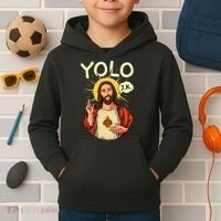 Jesus Christ YOLO JK Meme Funny Christian Easter Kids Hoodie thumb 2