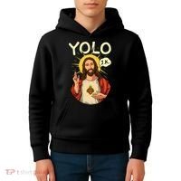 Jesus Christ YOLO JK Meme Funny Christian Easter Kids Hoodie thumb 4