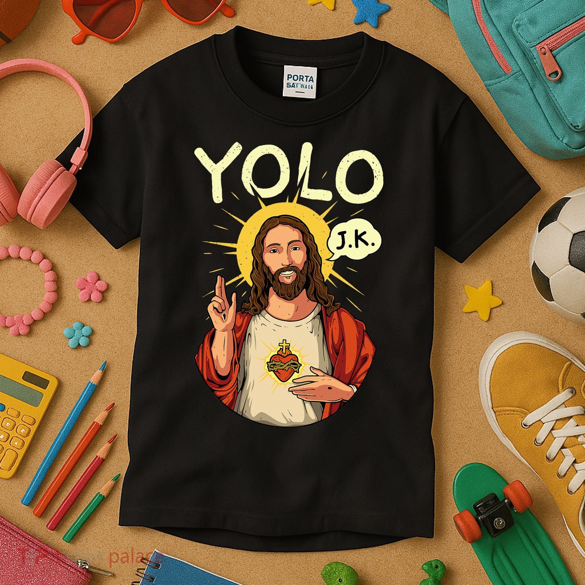 Jesus Christ YOLO JK Meme Funny Christian Easter Kids T-Shirt