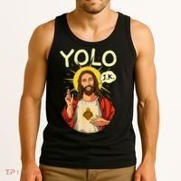 Jesus Christ YOLO JK Meme Funny Christian Easter Tank Top thumb 3