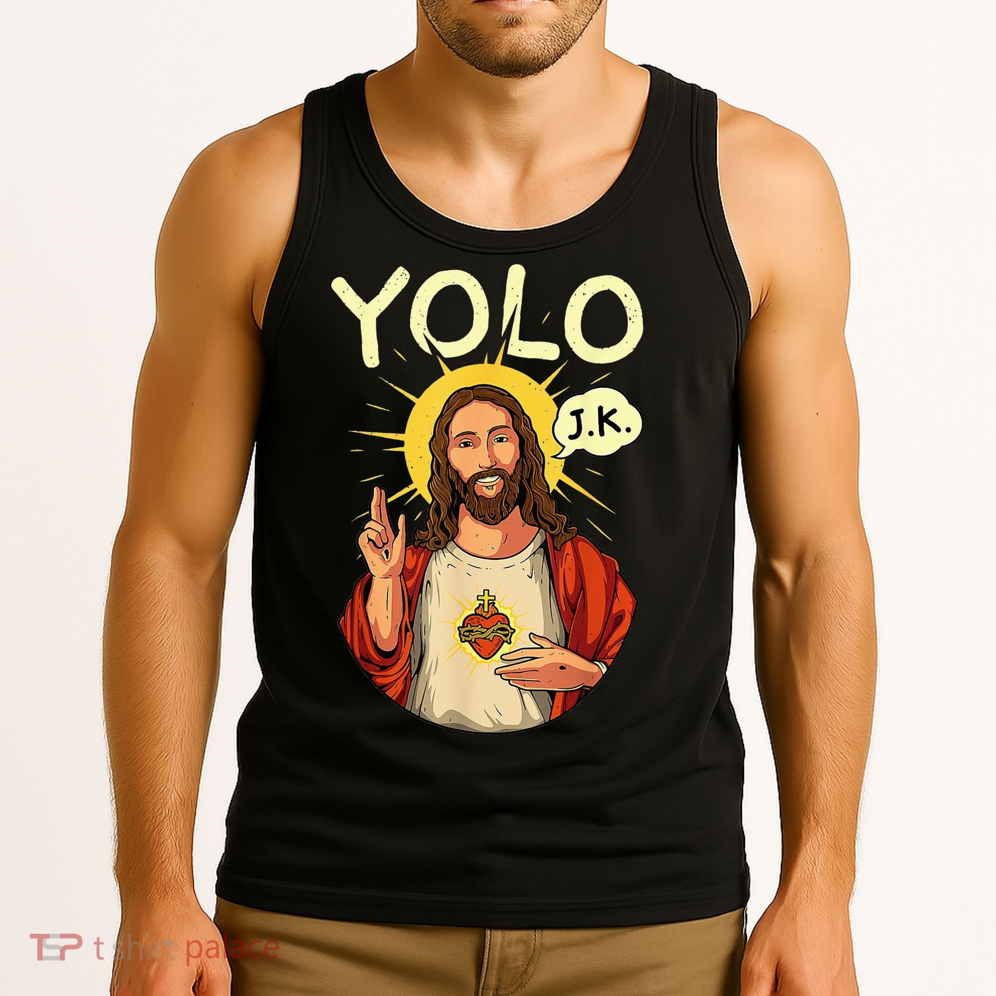 Jesus Christ YOLO JK Meme Funny Christian Easter Tank Top