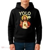 Jesus Christ YOLO JK Meme Funny Christian Easter Kids Hoodie thumb 4