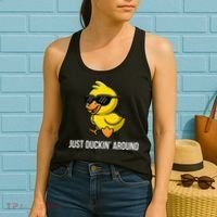Just Duckin Around Funny Duck Gag Humor Cute Duckling Women's Tank Top thumb 2