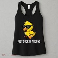 Just Duckin Around Funny Duck Gag Humor Cute Duckling Women's Tank Top thumb 3