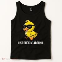Just Duckin Around Funny Duck Gag Humor Cute Duckling Tank Top thumb 2