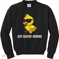Just Duckin Around Funny Duck Gag Humor Cute Duckling Kids Sweatshirt thumb 0