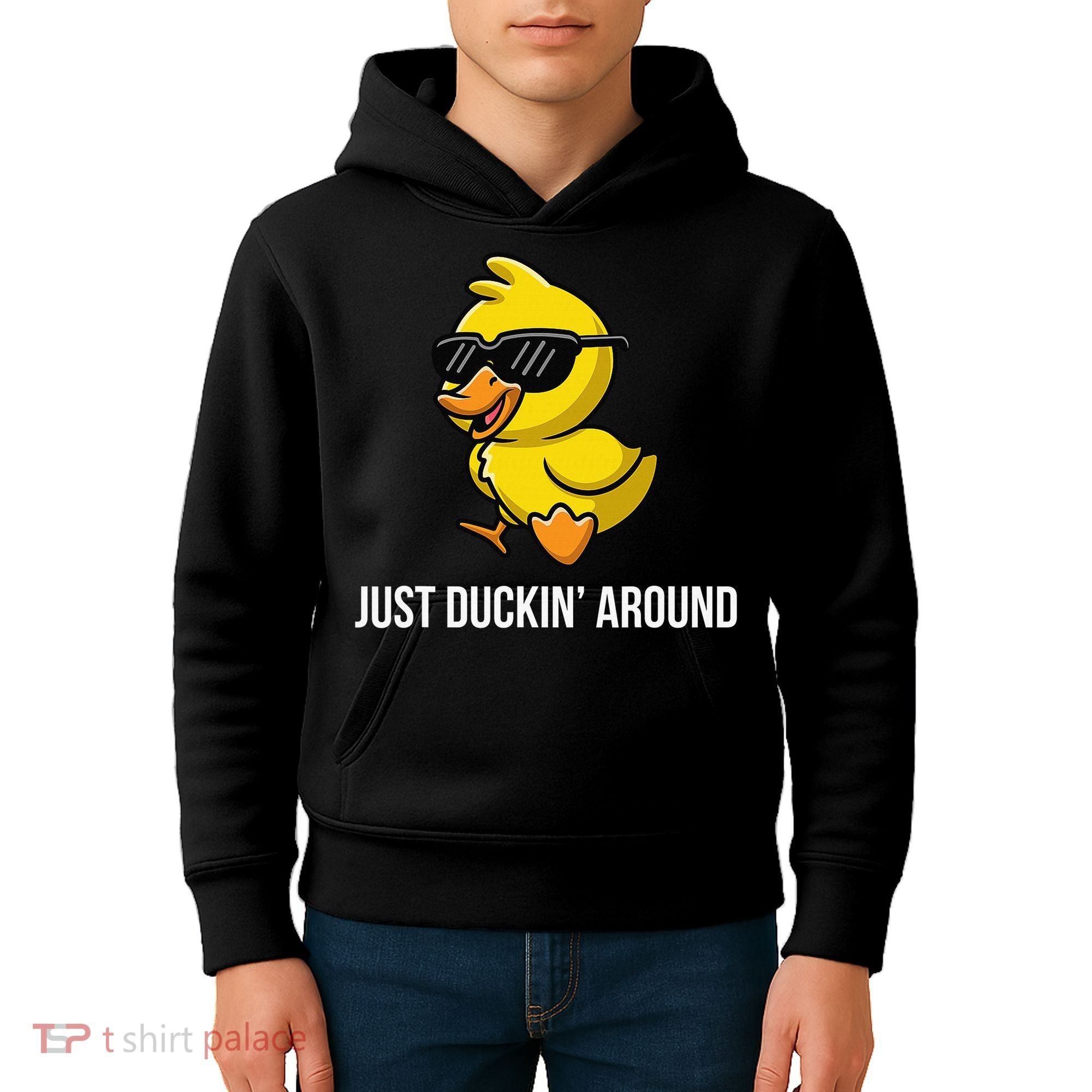 Just Duckin Around Funny Duck Gag Humor Cute Duckling Kids Hoodie