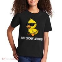 Just Duckin Around Funny Duck Gag Humor Cute Duckling Kids T-Shirt thumb 2