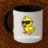 Just Duckin Around Funny Duck Gag Humor Cute Duckling  Coffee Mug thumb 2